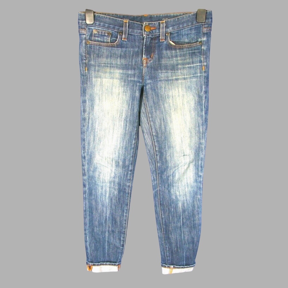 J. CREW Low-Rise Jeans TOOTHPICK 5-Pocket ANKLE CROPPED Medium Wash sz 25